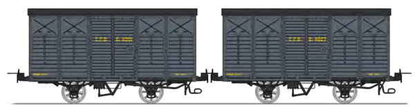 REE Modeles VM-010 - Set of 2 Covered Wagon with brakes, Round roof, Dark grey Kv 4091 and Kv 4627